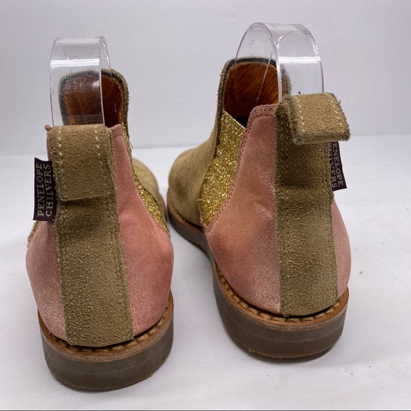 Penelope Chilvers Pink / Gold Suede Chelsea Boots - Picture 4 of 6